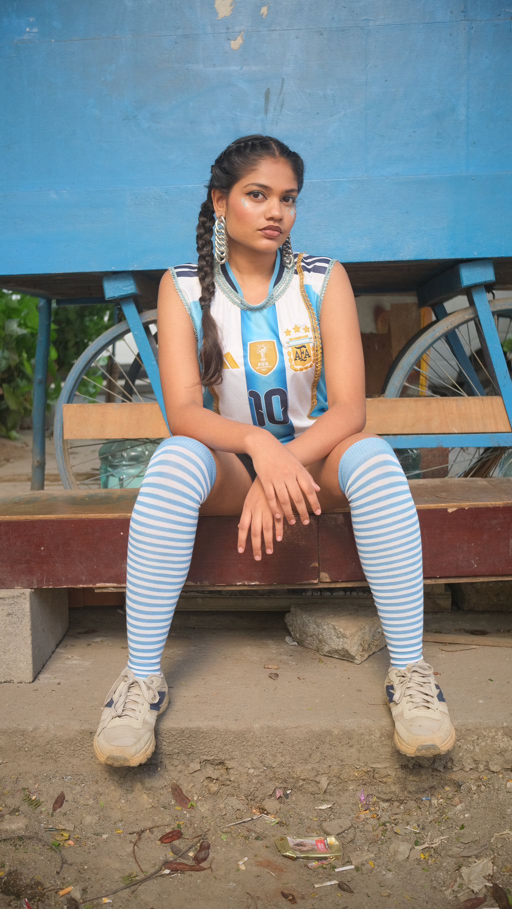 Gold-Trim Jersey Top